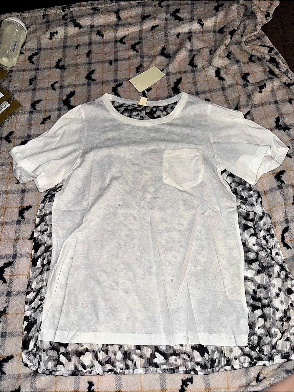 Zia Short Sleeve Top in White & Black